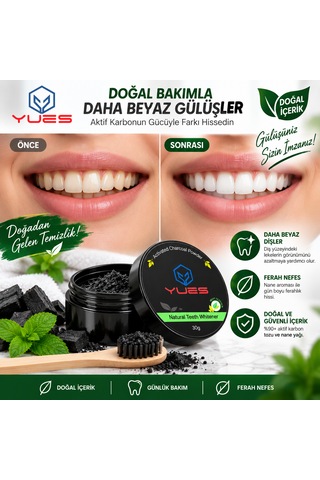 Yues Aktif Karbon Diş Beyazlatma Tozu Nane Aromalı 30 G