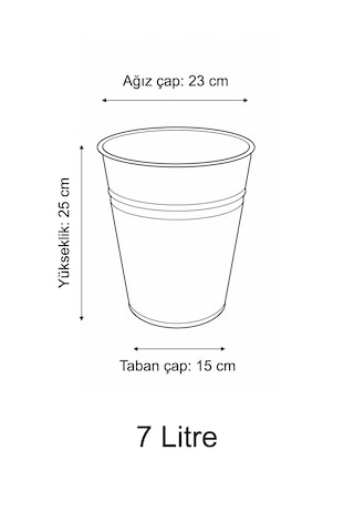 Konik Metal Saksı & Vazo - 25 Cm Dekoratif Çok Amaçlı Renkli Çiçeklik 25x23/15 Cm Sarı