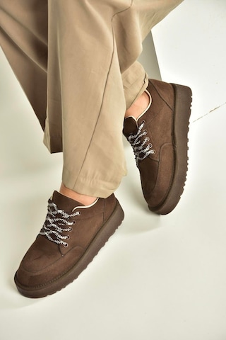 Fox Shoes V602045402 Kahverengi Süet Süet Kalın Tabanlı Günlük Kadın Ayakkabı Kahverengi