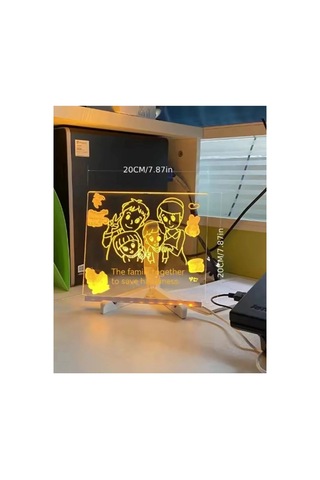 Jenerik Neon Işıklı 7 Renk Işık Boyama Kalemli Led Resim Panosu Boyama Tahtası Kalemleri 20 X 20 Çok Renkli