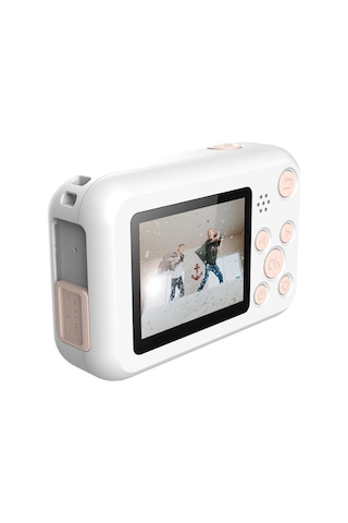 SJCAM FunCam Çocuklar için Fotoğraf Makinesi ve Kamera Gökkuşağı Desenli Beyaz