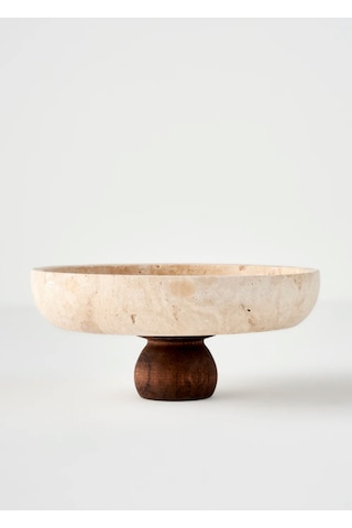 Bella Maison Ephesus Traverten Ayaklı Sunum Kasesi Naturel 25 Cm
