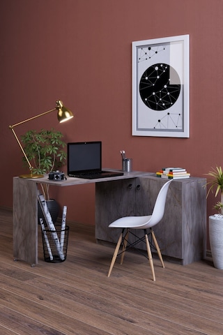 Flor Çok Amaçlı Katlanabilen Dekoratif Çalışma Masası Gri