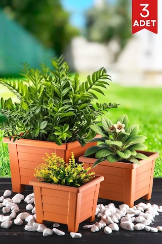 Nandy Home 3'lü Kare Saksı Seti