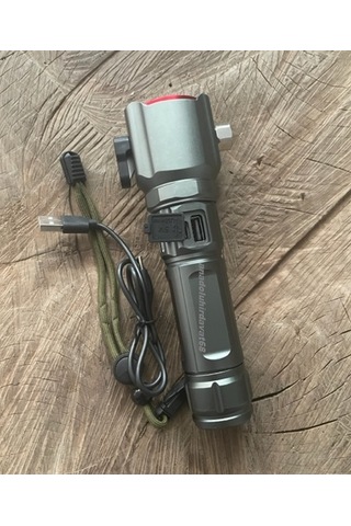 Gld 218 Pro El Feneri Şarjlı Lamba Projektör Uzun Menzilli Çekiç Kamp Feneri Siyah