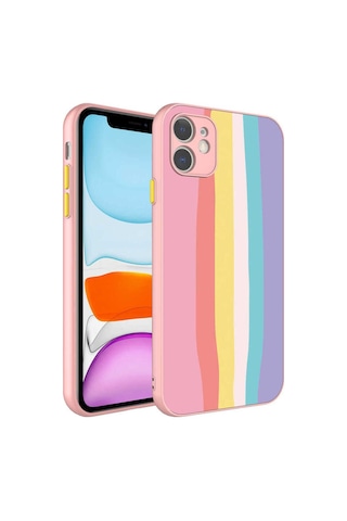 Apple Uyumlu iPhone 11 Kılıf Kamera Korumalı Renkli Temperli Zore X-cam Kapak NO5
