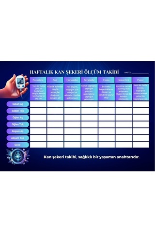 Diyabet Ölçüm Takip Çizelgesi Defteri A Kalite Özel Tasarım 6 Aylık A6 Boyut Yüksek Motiveli Sarı