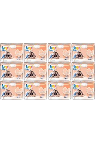 Uni Baby Islak Havlu Mendil Aile 52 Yaprak 36'lı Set 12pk 3 36'lı Set
