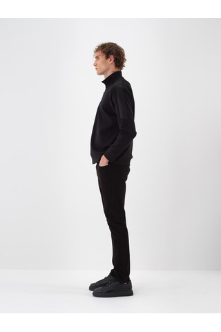 Siyah Pamuk Dokulu Slim Fit Pantolon 100680 Siyah