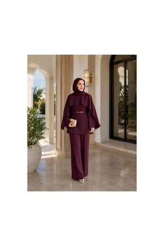 Unika Boutique Liya Pelerinli Tesettür Takım Bordo