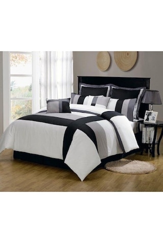 Çift Kişilik Beyaz Sıyah Gri Nevresim Takımı Diğer