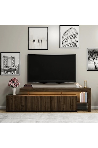 Tv Sehpası Buğra Ceviz Led Işıklı 192 Cm