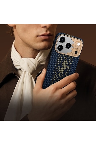 Apple iPhone Uyumlu 18 Pro Kılıf M-safeli Yüksek Kamera Çerçeveli Benks Armorair Knight C1 Kevlar Kapak Lacivert
