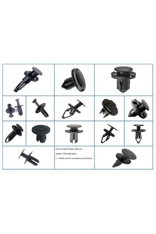 Mekanik Atölyeler İçin Klips Seti 750 Adet Kutu Hediyeli