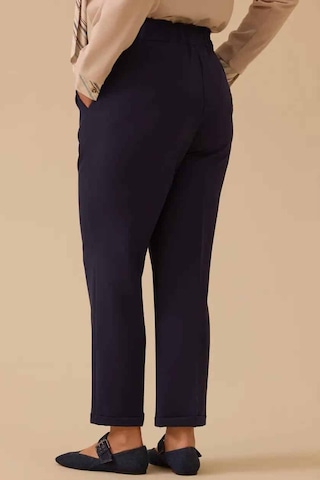Kadın Büyük Beden Elastik Bel Bilek Boy Pantolon - Lacivert 4358890