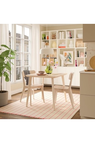 Ikea Lısabo Mutfak Masası, Dişbudak Kaplama, 88x78 Cm Çok Renkli