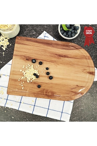 Kanallı Cam Kesme Tahtası - Yeni Ahşap - Kenarı Oval - 25x35cm