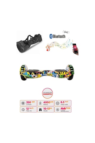 Citymate Hoverboard 6.5 inch Elektrikli Kaykay Scooter Full Ledli Bluetooth Hoparlörlü Çanta Hediye D01