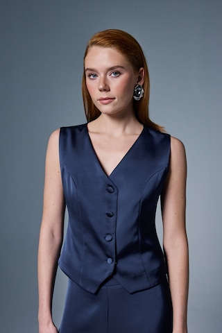 Sateen Klasik Düz Yelek - Lacivert-137032 Lacivert