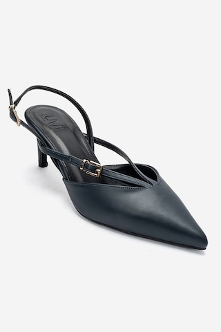 Luvi Shoes Armonıa Lacivert Cilt Bant Detaylı Kadın Topuklu Ayakkabı