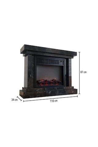 Elektrikli Fanlı Desenli Şömine Large 1000w / 2000w Lotus Desenli Lotus