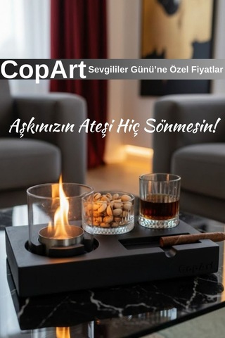 Elza Siyah Biyoetanol Masaüstü Şömine - 1 Lt Copart Yakıt Hediye