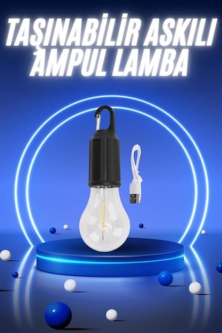Taşınabilir Şarjlı Led Ampul Askılı Lamba Kamp Bahçe Lambası - Lisinya Çok Renkli 20632369