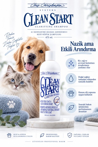 Chris Christensen Clean Start 4:1 Konsantre Hassas Arındırıcı Kedi Köpek Şampuanı 473 Ml