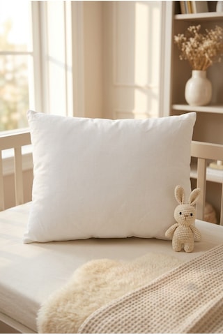 Bebek Yastığı Premium Boncuk Silikon Dolgulu Yumuşak Konforlu 35x45 CM Beyaz