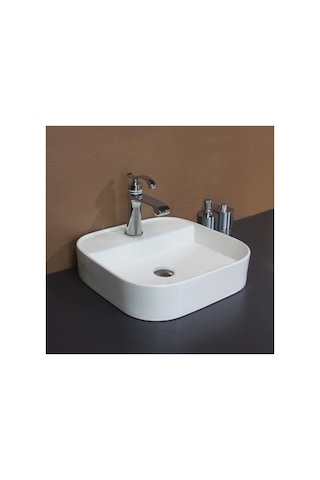 E-5408 Tezgah Üstü Porselen Lavabo Gri
