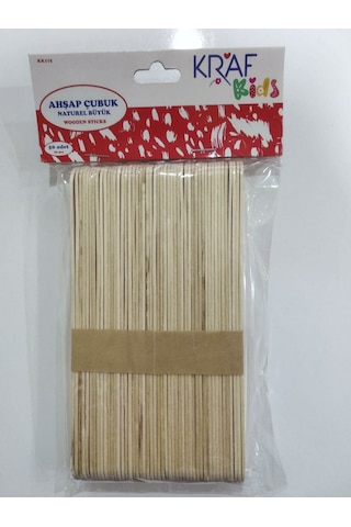 Kraf Kids Ahşap Çubuk Naturel Büyük 50 Adet