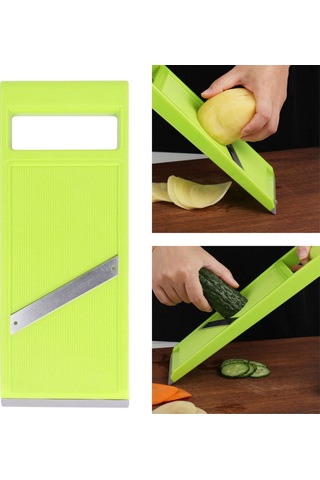 Geeroyoo El Tipi Yeşil Sebze Ve Meyve Dilimleyici - Ergonomik Kollü, Paslanmaz Çelik Blades, Kolay Temizlenir, Duvar Takma Delikli Mutfak Aleti Diğer