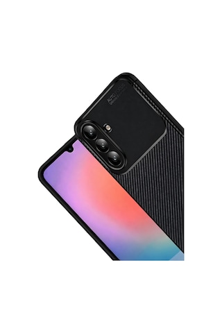 Samsung Galaxy A37 5g Uyumlu Kılıf Karbon Tasarım Kamera Korumalı Silikon Telefon Kılıfı Kapak Siyah
