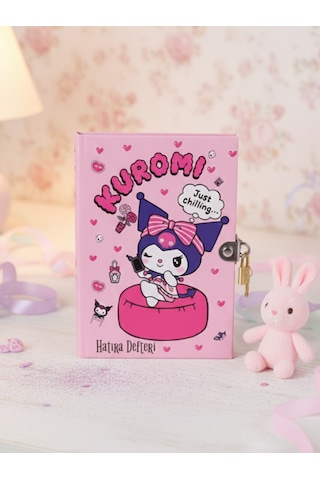 Kuromi Lisanslı Kilitli Hatıra Defteri Pembe