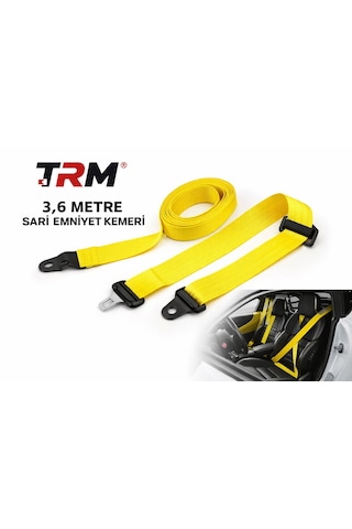 Trm 3,6 Metre Sarı Emniyet Kemeri Üniversal Oto Kemer Seti
