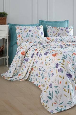 Doğal Pike Baskılı Tek Kişilik Floral Lila Lila