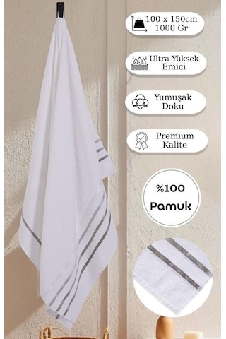 Banyo Havlusu Tekli Pamuk Bale Beyaz