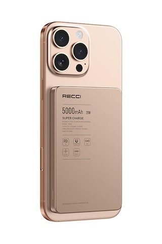 Recci RP33 PD 20W Ultra İnce Led Göstergeli Hızlı Şarj Özellikli Wireless 15W 5000 mAh Powerbank