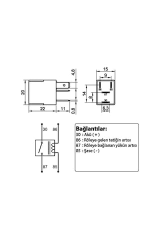 Mikro Röle 12V 35A 4 Fişli Su Geçirmez ELO 780135101