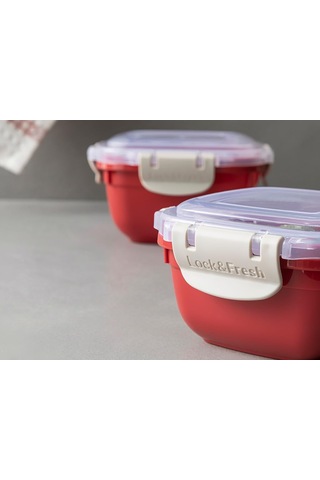 Lexroo Master Lock Plastik 2'li Saklama Kabı 275 + 500 Ml Kırmızı