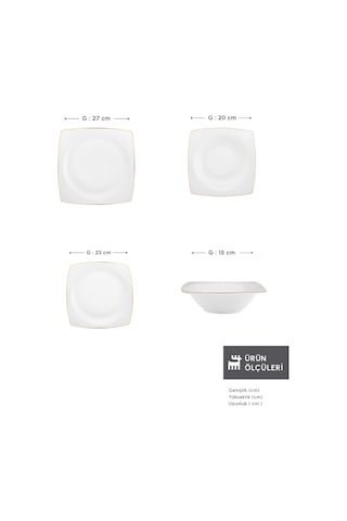 Karaca  Square Bone Mensa 24 Parça 6 Kişilik Yemek Takımı Gold