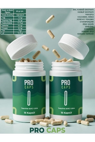 2 Kutu Bitkisel Takviye Edici Gıda Pro Caps 2x15 Li Procaps Çay Hediyesiyle