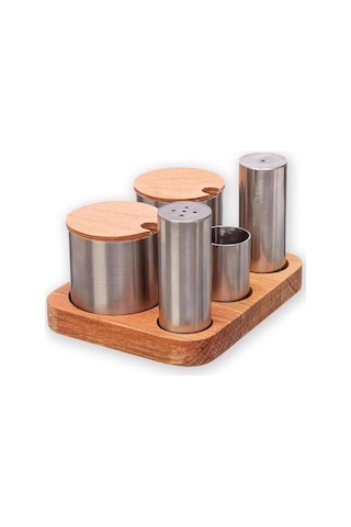 Kısmet Baharatlık Tuzluk Takımı 5 Li Kbt133 Gümüş