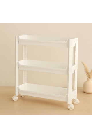 3 Katlı Tekerlekli Sepet Organizer Raf Çok Renkli