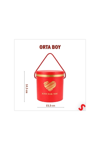 Just For You Silindir Hediye Kutusu 15,5 Cm Orta Boy Kırmızı