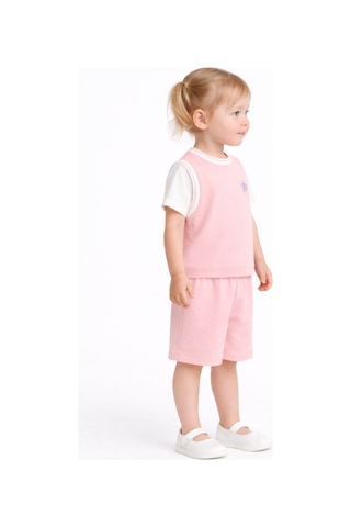 Harika Kids Kız Çocuk Şortlu Takım Yazlık Pamuklu Tişört Şort 2 Li Set Pembe