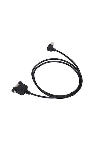 Mufunye Usb-b Ertirici Kablosu 90 Derece Dik Açı, Vidalı Kilitle, Usb-b Erkek'den Dişi'ye, 1m Siyah, Endüstriyel Güvenilir Bağlantı