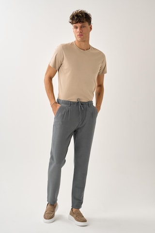 Alexandergardi Regular Fit Beli Lastikli Keten Pantolon gri