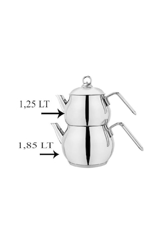 Schafer Çelik Çaydanlık Takımı Ortaboy Metal Saplı Gri