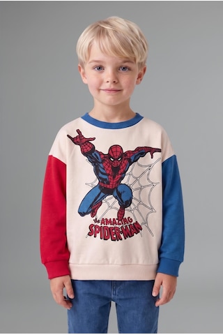 Defacto Marvel Spider-man Baskılı Renk Bloklu Oversize Sweatshirt Erkek Bebek I3542a526wner118 Ekru-er118